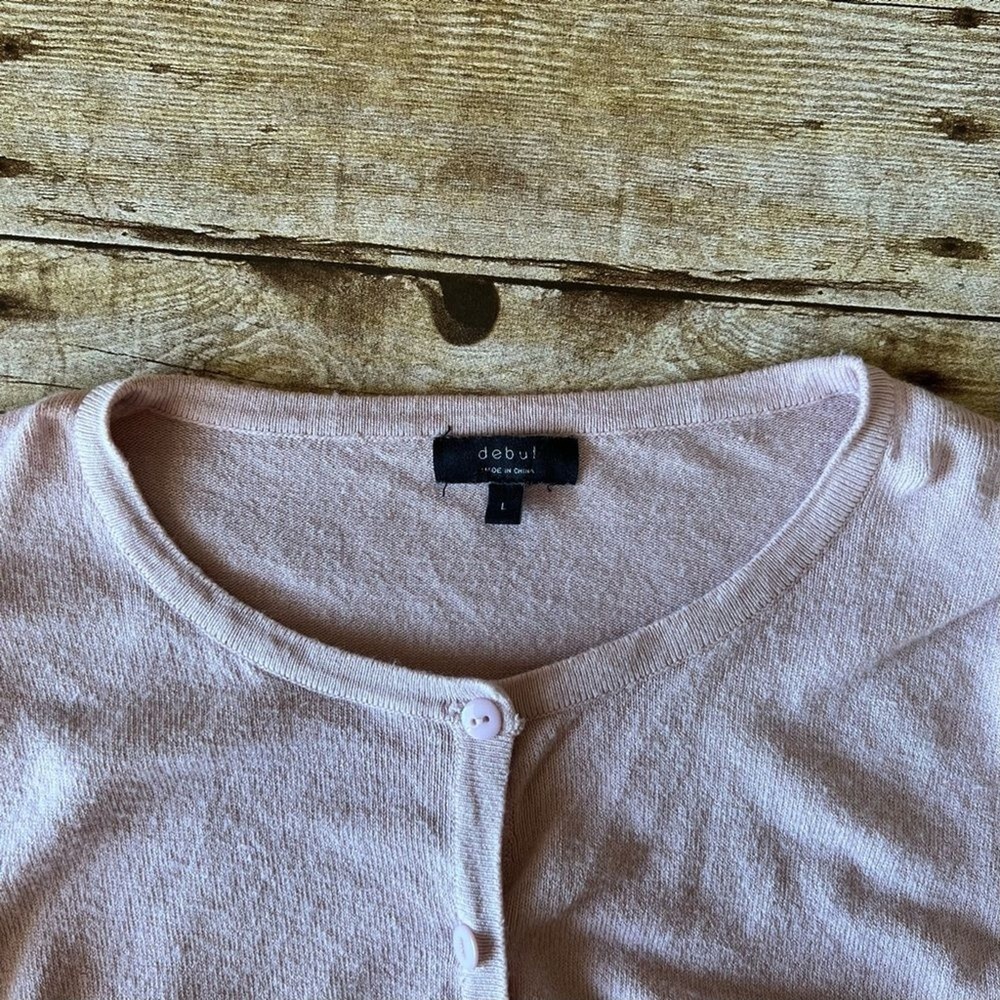 Debut Womens Long Sleeve Button Front Crewneck Cardigan Sweater Pink Size L - Picture 6 of 7